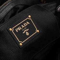 Pre Owned Prada Black Vitello Daino Leather Open Tote