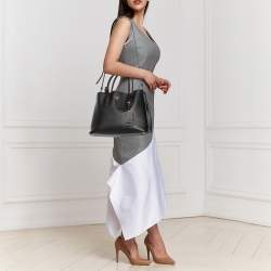 Pre Owned Prada Black Saffiano Leather Medium Double Handle Tote