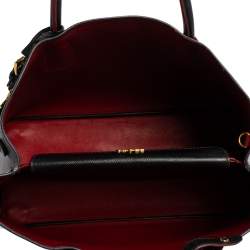 Pre Owned Prada Black Saffiano Leather Medium Double Handle Tote
