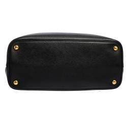 Pre Owned Prada Black Saffiano Leather Medium Double Handle Tote
