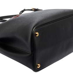 Pre Owned Prada Black Saffiano Leather Medium Double Handle Tote