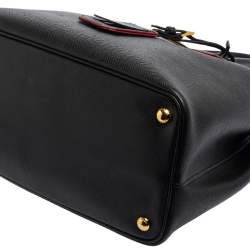 Pre Owned Prada Black Saffiano Leather Medium Double Handle Tote