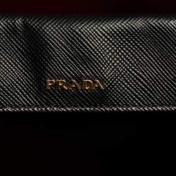 Pre Owned Prada Black Saffiano Leather Medium Double Handle Tote