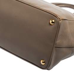 Pre Owned Prada Dark Beige Saffiano Lux Leather Large Double Zip Tote
