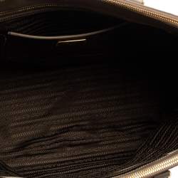 Pre Owned Prada Dark Beige Saffiano Lux Leather Large Double Zip Tote