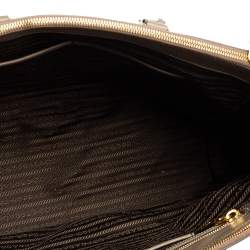 Pre Owned Prada Dark Beige Saffiano Lux Leather Large Double Zip Tote