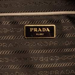 Pre Owned Prada Dark Beige Saffiano Lux Leather Large Double Zip Tote