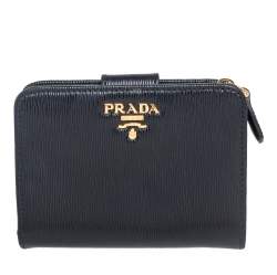 Pre Owned Prada Black Leather Bifold Wallet