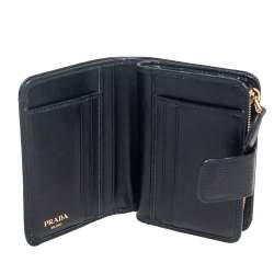 Pre Owned Prada Black Leather Bifold Wallet