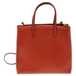 Pre Owned Prada Orange Saffiano Patent Leather Parabole Tote