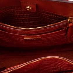 Pre Owned Prada Orange Saffiano Patent Leather Parabole Tote
