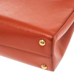 Pre Owned Prada Orange Saffiano Patent Leather Parabole Tote