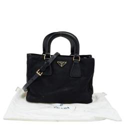 Pre Owned Prada Black Nylon and Saffiano Vernice Leather Tote