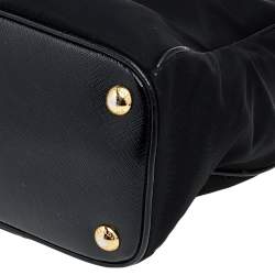 Pre Owned Prada Black Nylon and Saffiano Vernice Leather Tote