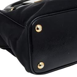 Pre Owned Prada Black Nylon and Saffiano Vernice Leather Tote