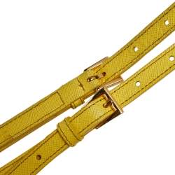 Pre Owned Prada Yellow Saffiano Leather Small Sound Flap Bag