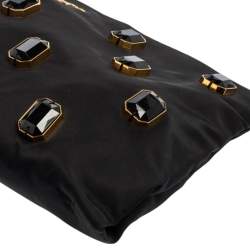 Pre Owned Prada Black Satin Jewel Gem Clutch