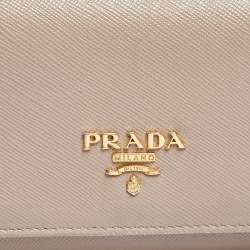 Pre Owned Prada Beige Saffiano Leather Flap Continental Wallet