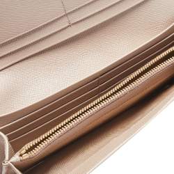 Pre Owned Prada Beige Saffiano Leather Flap Continental Wallet