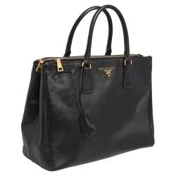 Pre Owned Prada Black Saffiano Lux Leather Large Double Zip Tote