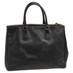 Pre Owned Prada Black Saffiano Lux Leather Large Double Zip Tote