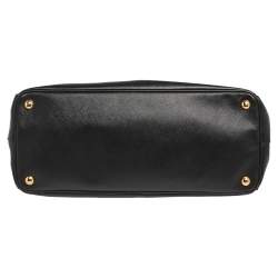 Pre Owned Prada Black Saffiano Lux Leather Large Double Zip Tote