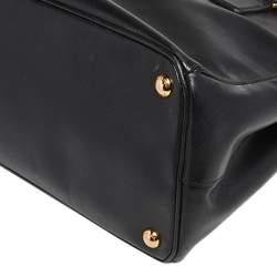 Pre Owned Prada Black Saffiano Lux Leather Large Double Zip Tote