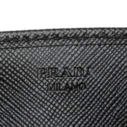 Pre Owned Prada Black Saffiano Leather Bow Continental Wallet