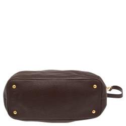 Pre Owned Prada Dark Brown Vitello Daino Leather Shopper Tote