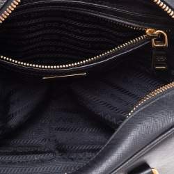 Pre Owned Prada Black Saffiano Leather Bauletto Top Handle Bag