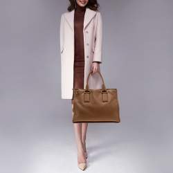 Pre Owned Prada Brown Leather Double Zip Tote