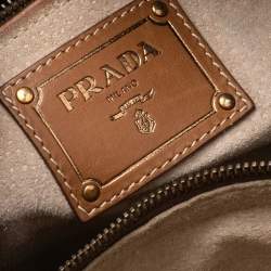 Pre Owned Prada Brown Leather Double Zip Tote