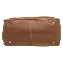 Pre Owned Prada Brown Leather Double Zip Tote