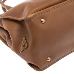 Pre Owned Prada Brown Leather Double Zip Tote