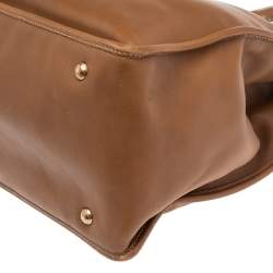 Pre Owned Prada Brown Leather Double Zip Tote