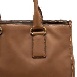 Pre Owned Prada Brown Leather Double Zip Tote