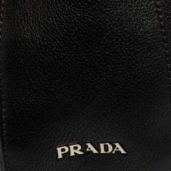 Pre Owned Prada Black Vitello Daino Leather Pocket Hobo