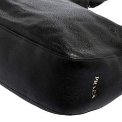 Pre Owned Prada Black Vitello Daino Leather Pocket Hobo