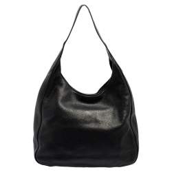 Pre Owned Prada Black Vitello Daino Leather Pocket Hobo