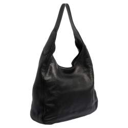 Pre Owned Prada Black Vitello Daino Leather Pocket Hobo