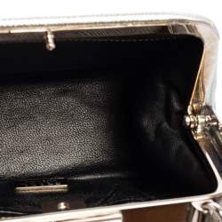 Pre Owned حقيبة يد علوية برادا إطار جلد سافيانو فضي