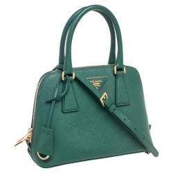 Pre Owned Prada Green Saffiano Leather Small Promenade Satchel