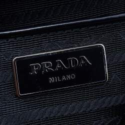 Pre Owned Prada Black Patent Leather Floral Hinge Top Handle Bag