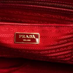 Pre Owned Prada Red Saffiano Lux Leather Large Galleria Double Zip Tote