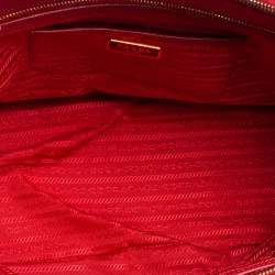 Pre Owned Prada Red Saffiano Lux Leather Large Galleria Double Zip Tote