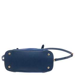 Pre Owned Prada Blue Nylon And Leather Zip Dome Satchel