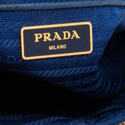 Pre Owned Prada Blue Nylon And Leather Zip Dome Satchel