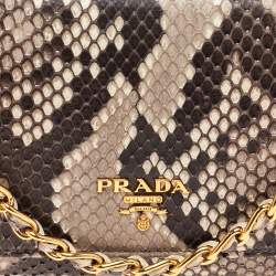 Pre Owned Prada Beige Python Oro Wallet on Chain
