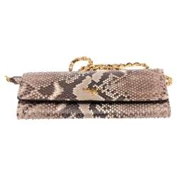 Pre Owned Prada Beige Python Oro Wallet on Chain