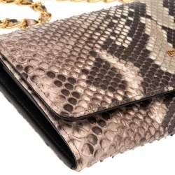 Pre Owned Prada Beige Python Oro Wallet on Chain